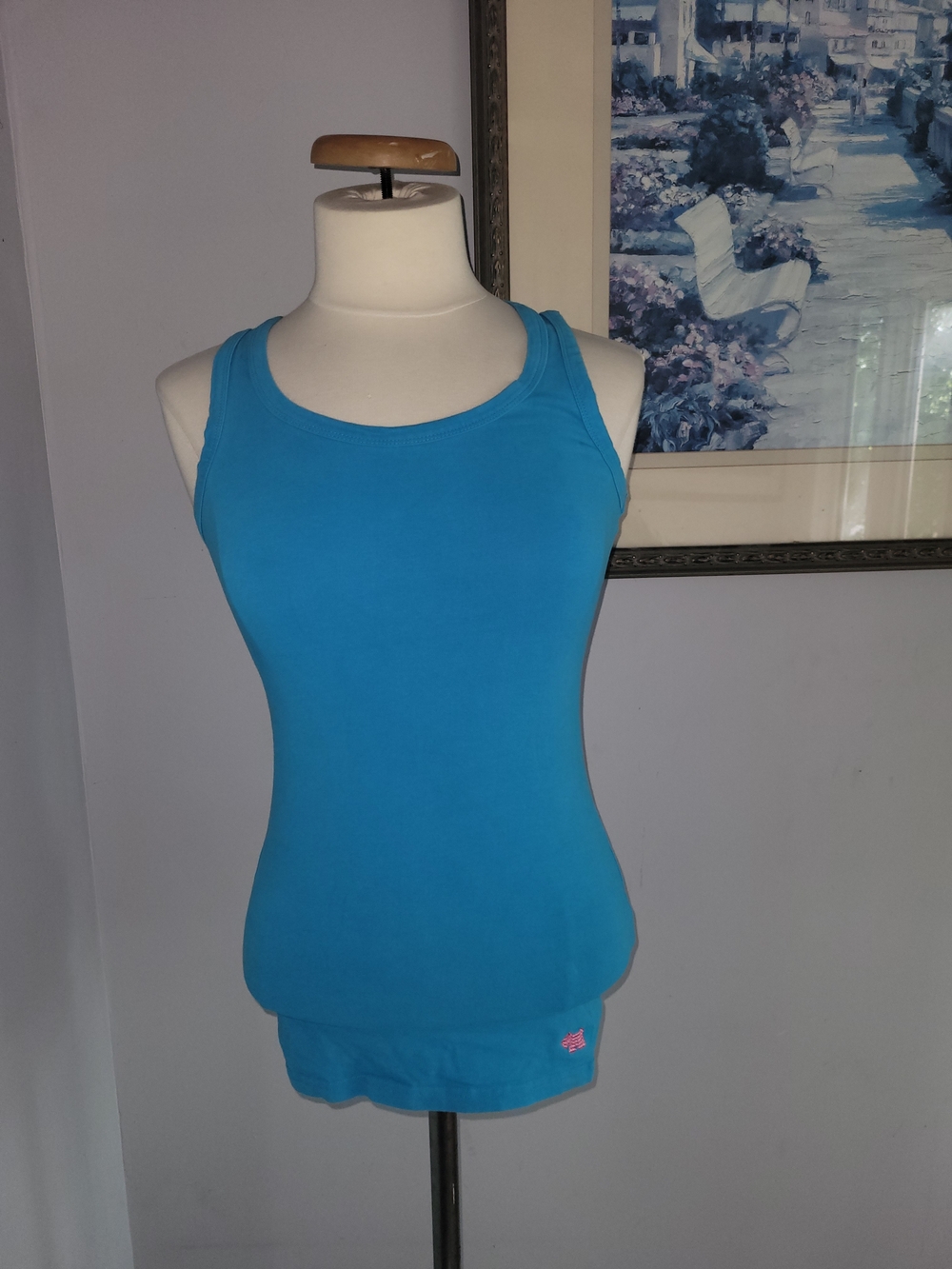 Joshua Perets Women’s Blue Tank Top - Stretch Cotton Layered Hem Size S
